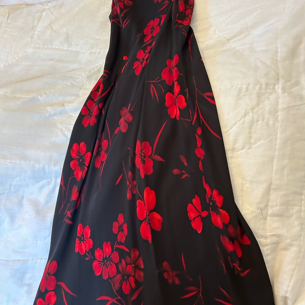 Red and Black lined dress